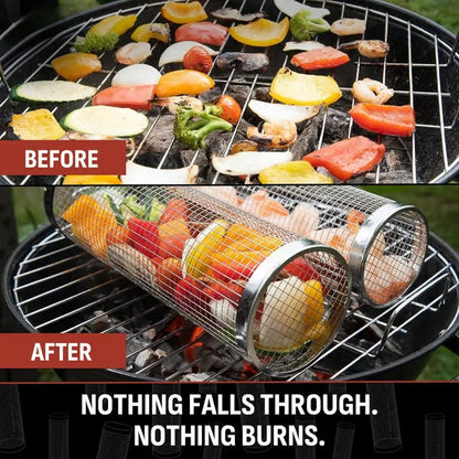 Rolling Grill Baskets - 304 Stainless Steel BBQ Tools