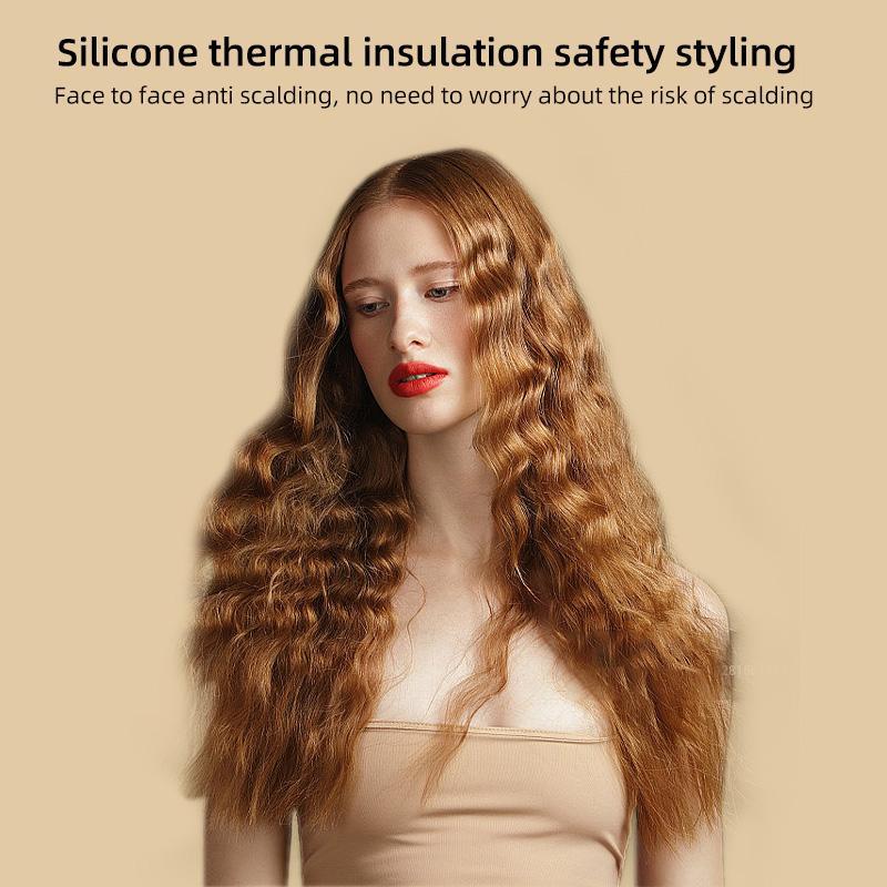 🔥32MM Deep V Beach Wave Crimper, Negative Ion Fast Heating Hair Waver Curler