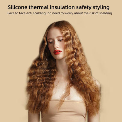 🔥32MM Deep V Beach Wave Crimper, Negative Ion Fast Heating Hair Waver Curler