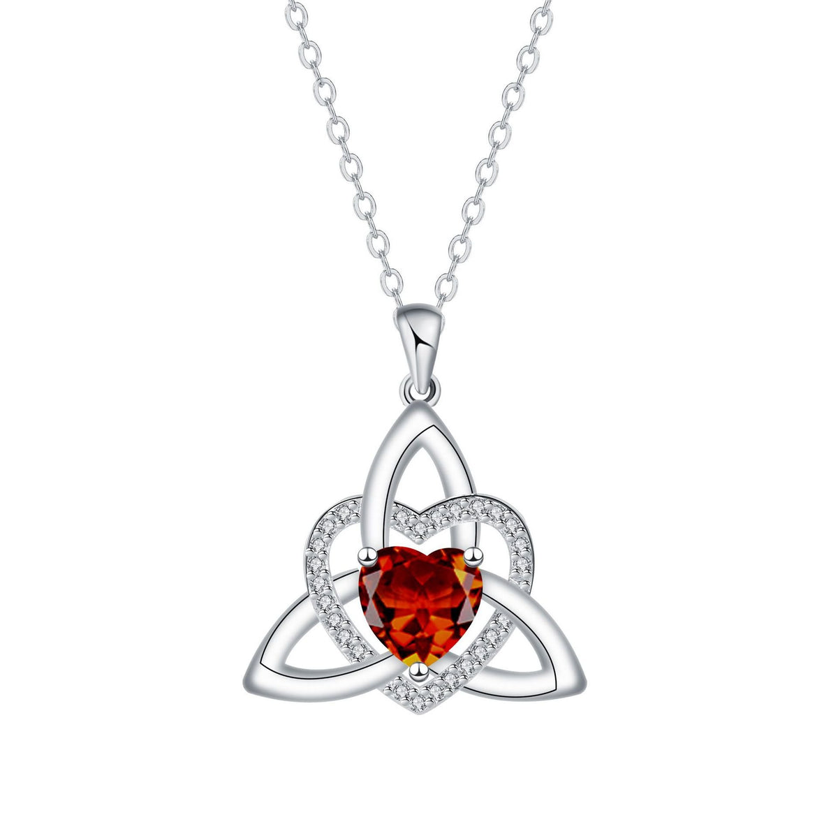Birthstone Celtic Trinity Knot Heart Necklace✨ Heart Shape Celtic Trinity Knot Birthstone Pendant