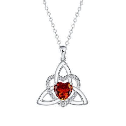 Birthstone Celtic Trinity Knot Heart Necklace✨ Heart Shape Celtic Trinity Knot Birthstone Pendant