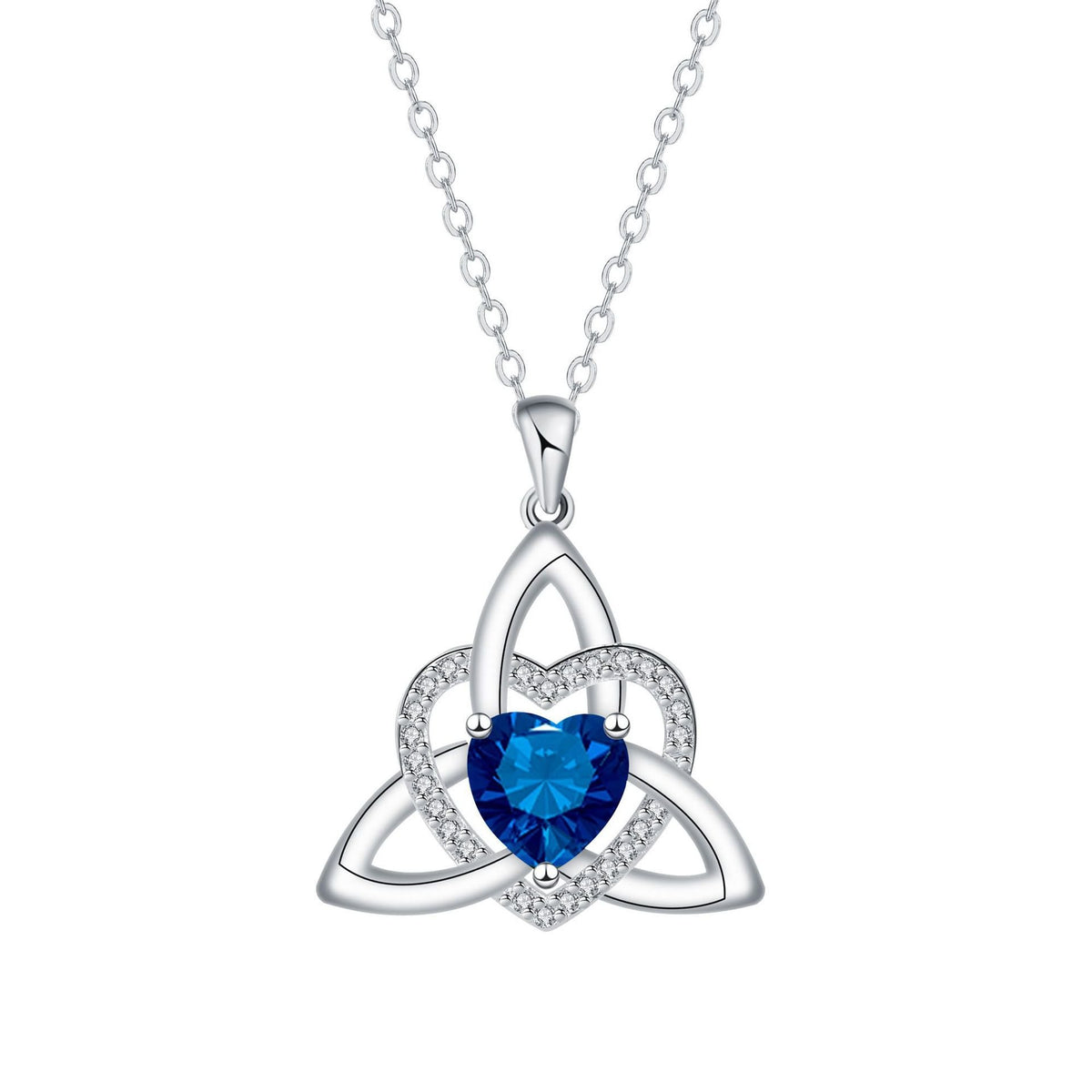 Birthstone Celtic Trinity Knot Heart Necklace✨ Heart Shape Celtic Trinity Knot Birthstone Pendant