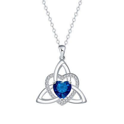 Birthstone Celtic Trinity Knot Heart Necklace✨ Heart Shape Celtic Trinity Knot Birthstone Pendant