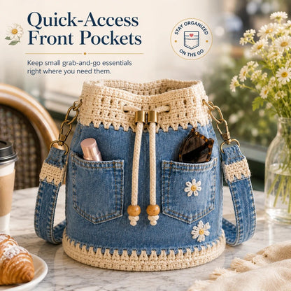 🔥HOT SALE 50% OFF🎁👜Handmade Denim Crochet Bucket Bag