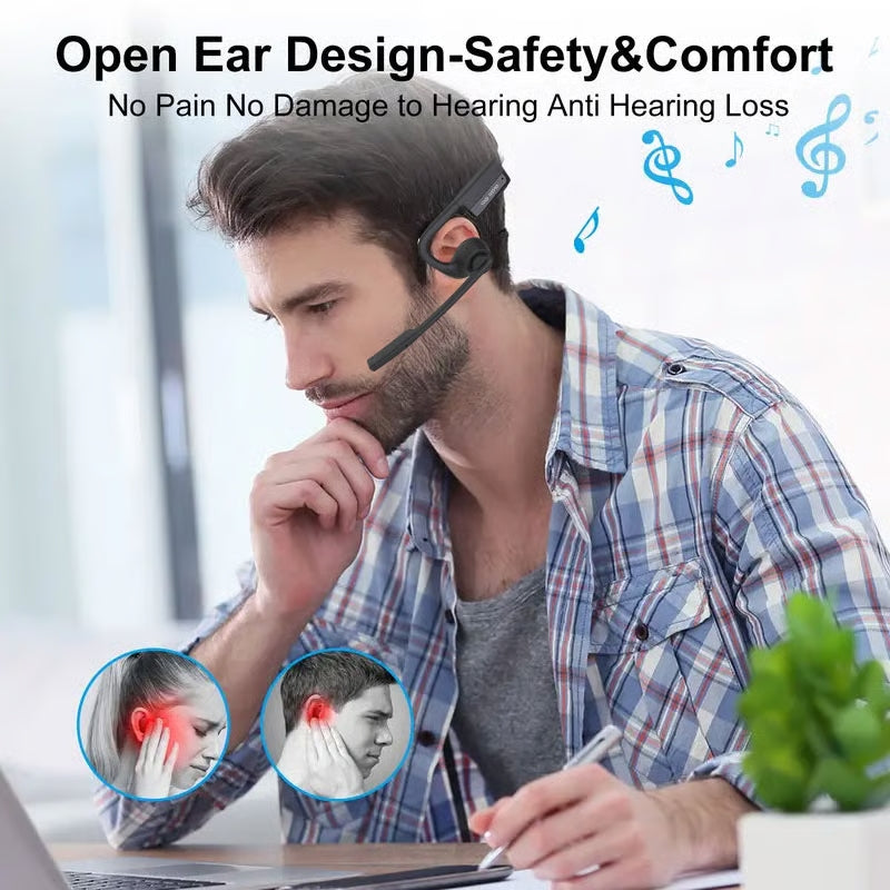 🎁🔥 Open Air Conduction Wireless Bluetooth Headset with Microphone