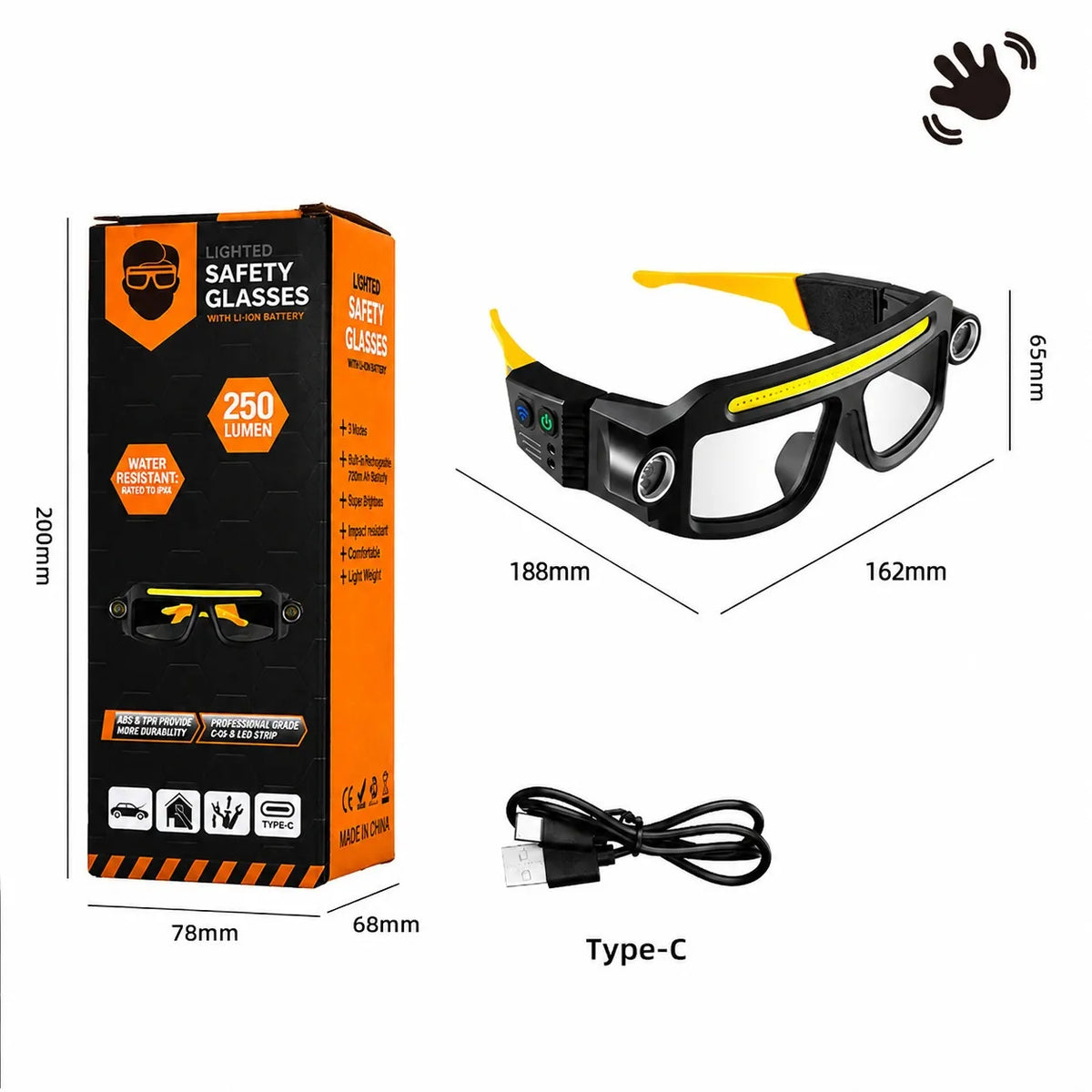 Rechargeable LED Headlamp Glasses – Hands-Free Work Light for Car Repair, DIY & Camping