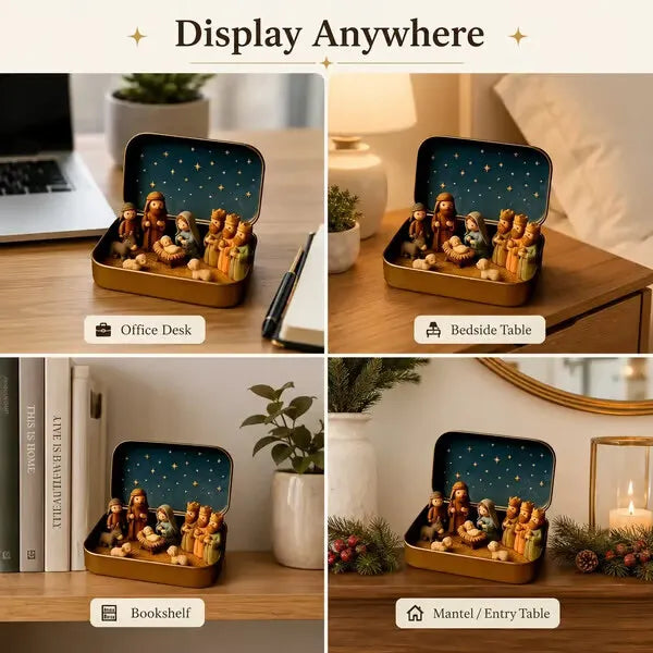 ✝️Religious Pocket-Size Mini Nativity Scene Set with Storage Box