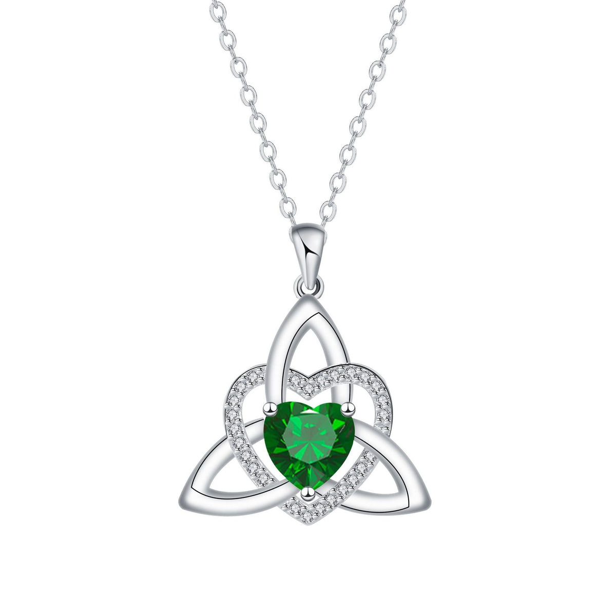 Birthstone Celtic Trinity Knot Heart Necklace✨ Heart Shape Celtic Trinity Knot Birthstone Pendant