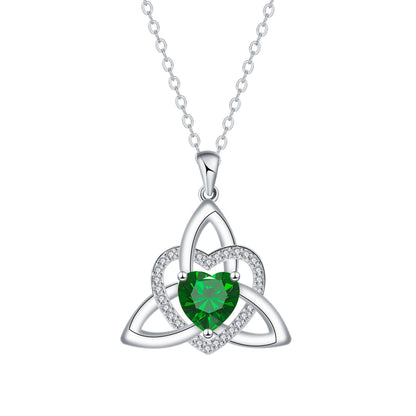 Birthstone Celtic Trinity Knot Heart Necklace✨ Heart Shape Celtic Trinity Knot Birthstone Pendant