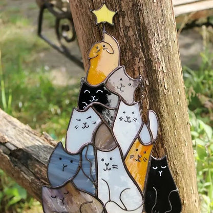 🎁😻Cat Christmas Tree Suncatcher Ornament