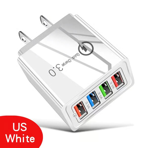 ⏰Last day Promotion 🔥-⚡ Quick Charge 3.0 GaN Charger – 4-Port Intelligent Fast Charging Hub with UK Plug🔋