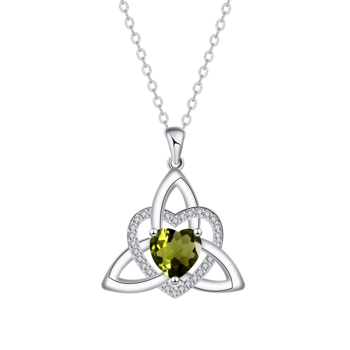 Birthstone Celtic Trinity Knot Heart Necklace✨ Heart Shape Celtic Trinity Knot Birthstone Pendant