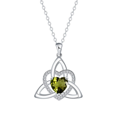 Birthstone Celtic Trinity Knot Heart Necklace✨ Heart Shape Celtic Trinity Knot Birthstone Pendant