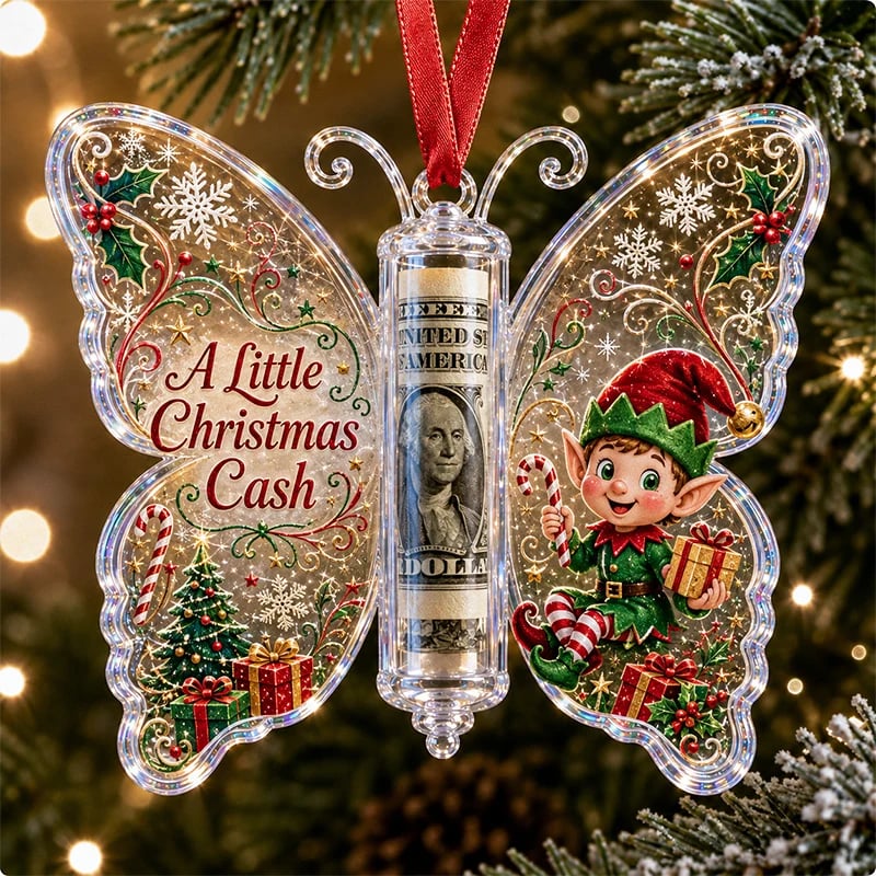 🎄Christmas Cash Gift Butterfly Ornament – Holiday Money Holder Keepsake💵✨
