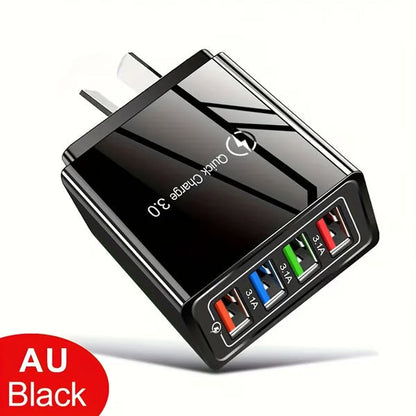 ⏰Last day Promotion 🔥-⚡ Quick Charge 3.0 GaN Charger – 4-Port Intelligent Fast Charging Hub with UK Plug🔋