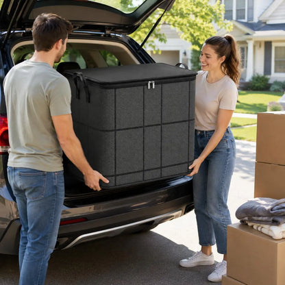 🔥Spacious Moving Storage Bin – Large Capacity Zippered Fabric Organizer for Bedding & Clothes