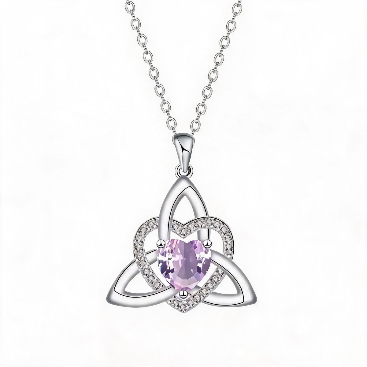Birthstone Celtic Trinity Knot Heart Necklace✨ Heart Shape Celtic Trinity Knot Birthstone Pendant