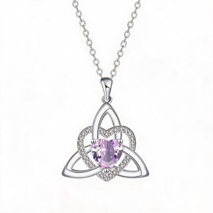 Birthstone Celtic Trinity Knot Heart Necklace✨ Heart Shape Celtic Trinity Knot Birthstone Pendant