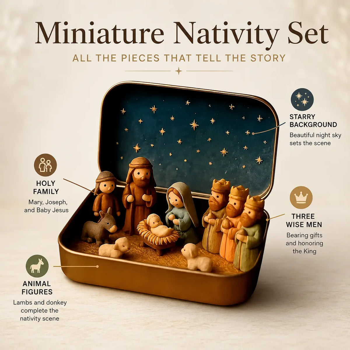 Pocket-Size Mini Nativity Scene Set with Storage Box🙏🎁