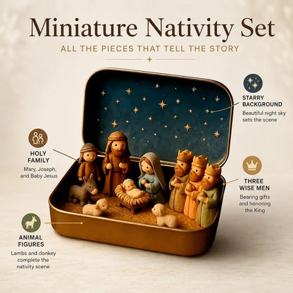 Pocket-Size Mini Nativity Scene Set with Storage Box🙏🎁