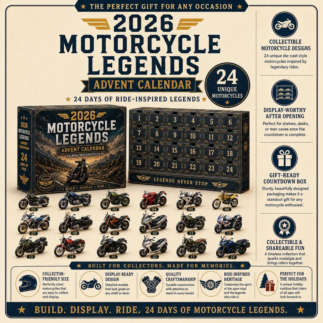 2026 Motorcycle Legends Advent Calendar – 24 Days, 24 Mini Motorcycles, 24 Legendary Rides