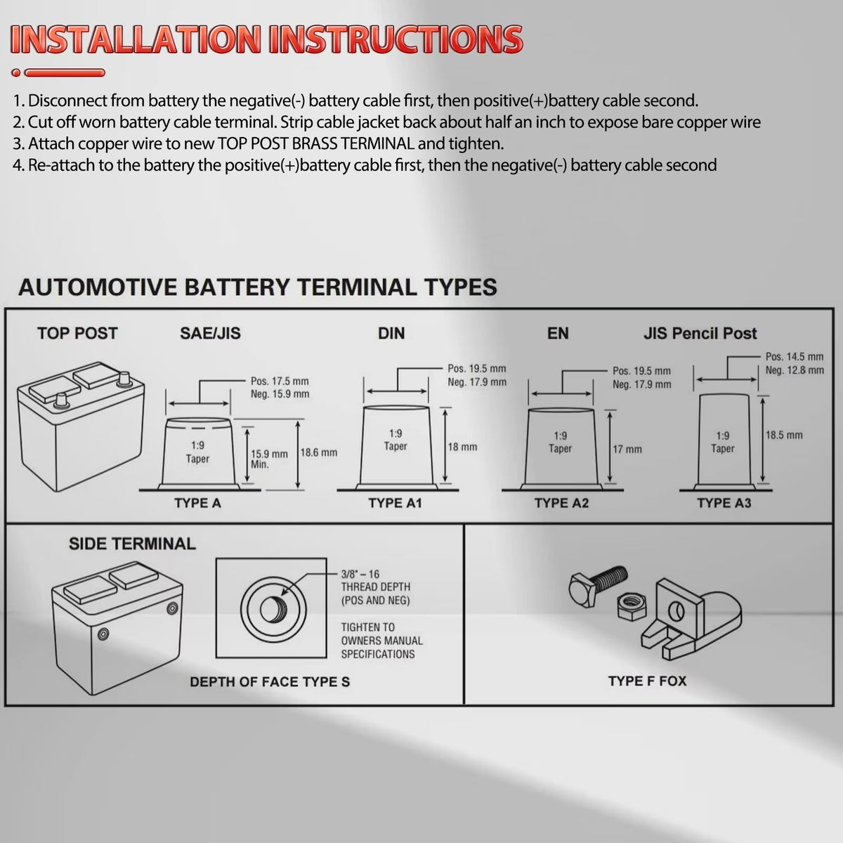 2PCS Car 4-Way Quick-Release Car Battery Terminal Connectors