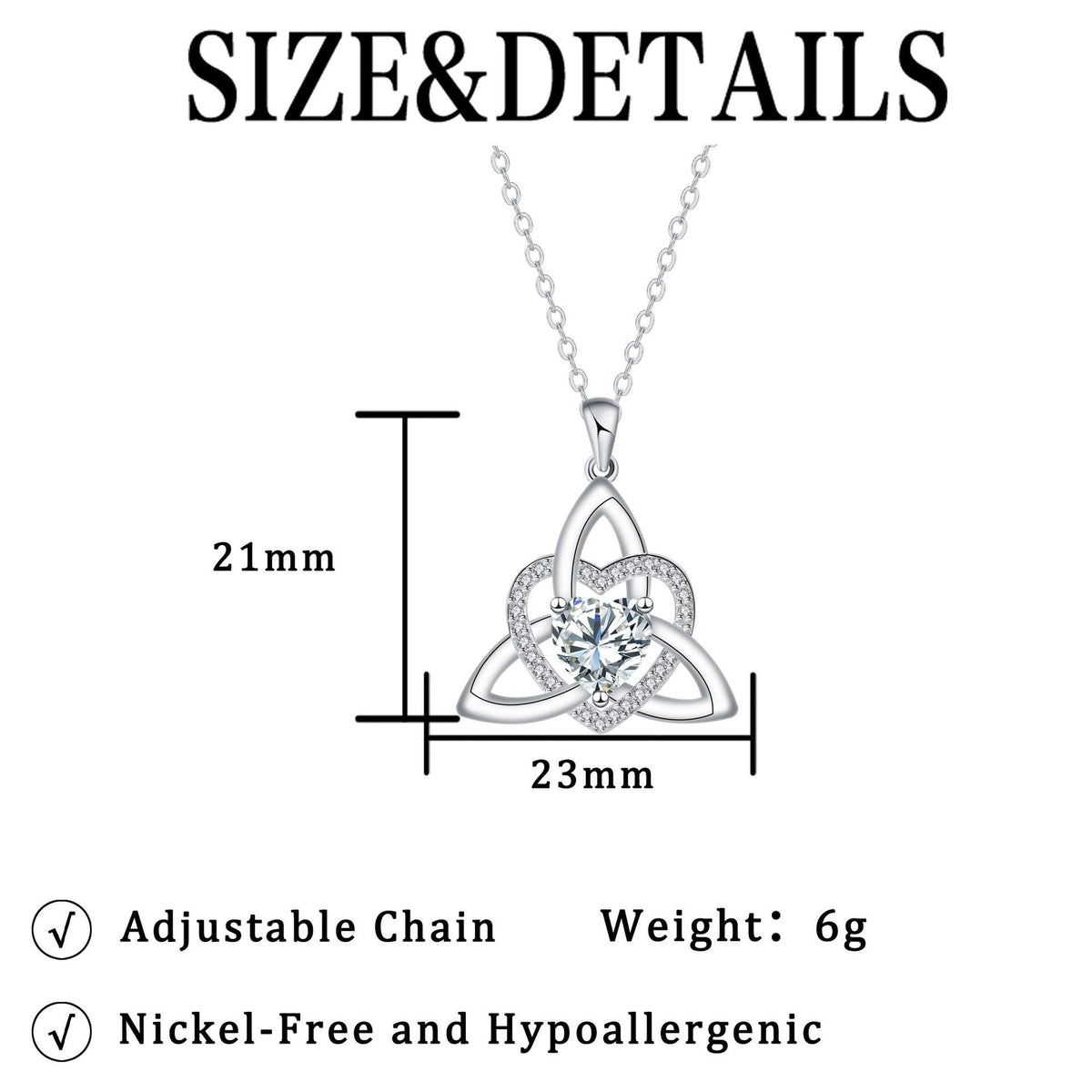 Birthstone Celtic Trinity Knot Heart Necklace✨ Heart Shape Celtic Trinity Knot Birthstone Pendant