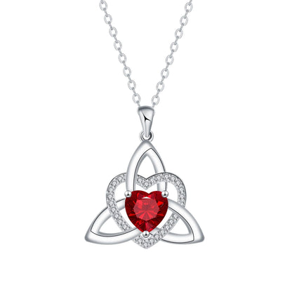 Birthstone Celtic Trinity Knot Heart Necklace✨ Heart Shape Celtic Trinity Knot Birthstone Pendant