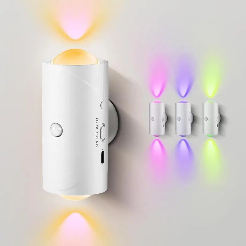 🔥RGB Motion Sensor LED Night Light Rechargeable Magnetic Dimmable Wall Lamp for Halloween Decor