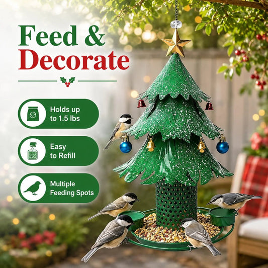 ✨🎄 Christmas Tree Bird Feeder Festive Backyard Holiday Decor