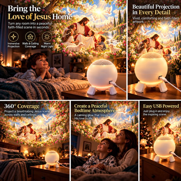 ✝️ Jesus Loves the Little Children 5D Projection Light – Fill Your Home With Christ’s Love & Heavenly Peace✨