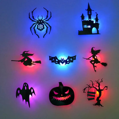 🎃 Halloween LED Silhouette Wall Light Stickers – Spooky Glow Made Easy! 👻✨