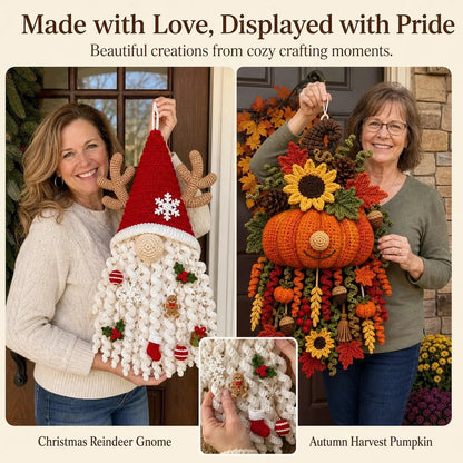 ⏳🔥 HOT SALE 49% OFF – 🧶 DIY Seasonal 3D Crochet Door Hanger Kits | Includes Coordinated Yarn, Stuffing, Accessories & Step‑by‑Step Instructions 💕