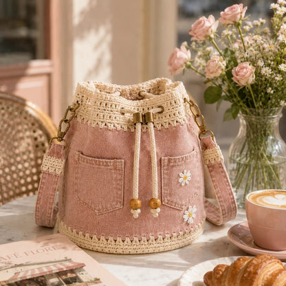 🔥HOT SALE 50% OFF🎁👜Handmade Denim Crochet Bucket Bag
