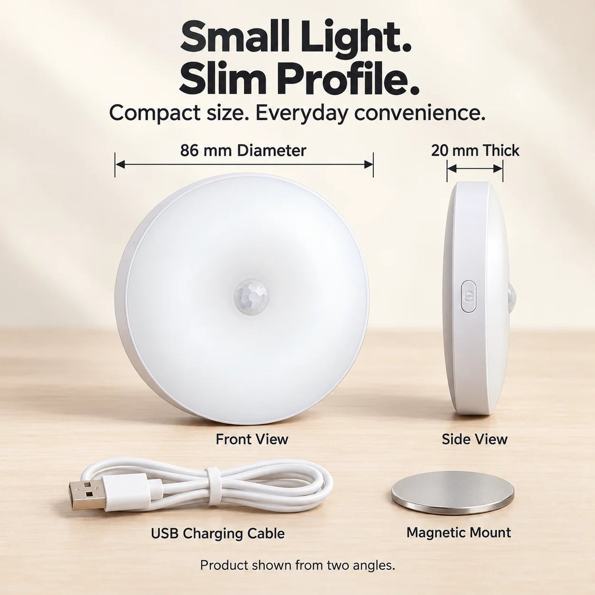 Rechargeable Motion Sensor Night Light – Magnetic Mount & 3 Light Colors（Two packs）