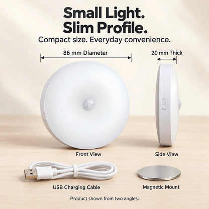 Rechargeable Motion Sensor Night Light – Magnetic Mount & 3 Light Colors（Two packs）