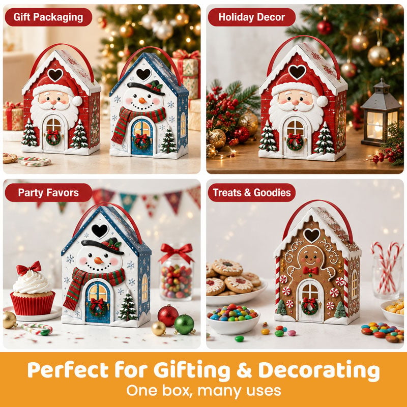 🎁 Christmas Cottage Gift Box – 5 Festive Designs for Candy & Small Gifts