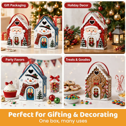 🎁 Christmas Cottage Gift Box – 5 Festive Designs for Candy & Small Gifts