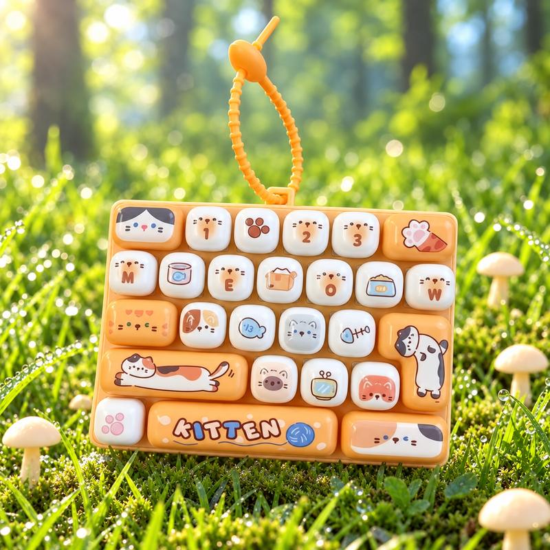 26-Key Mini Fidget Keyboard Keychain – Portable Sensory Stress Relief Toy & Cute Backpack Accessory