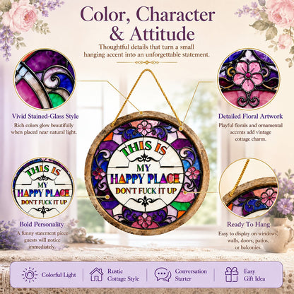 🔥 LAST DAY 49% OFF – 🌈Happy Place Hanging Suncatcher | Sunlight-Catching Quote Decor for Windows, Porches, Patios & Gifts ✨