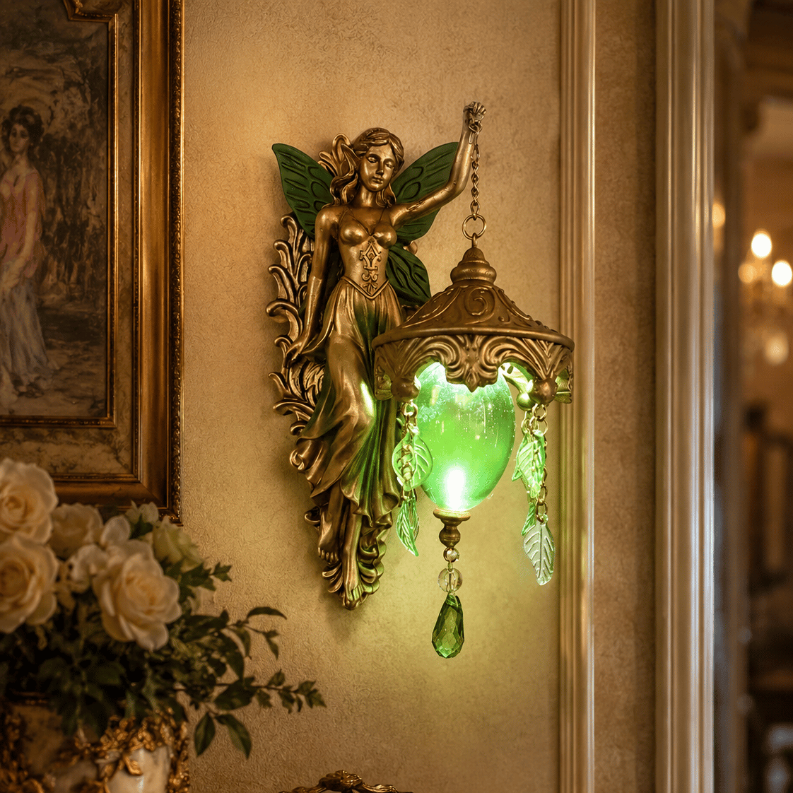 ⏳HOT SALE 62% OFF!!🌊Antique Gold Coastal Mermaid Wall Light 🧜‍♀️✨  Hand-Painted Vintage Sconce for Indoors & Covered Outdoor Spaces 🏡🌊