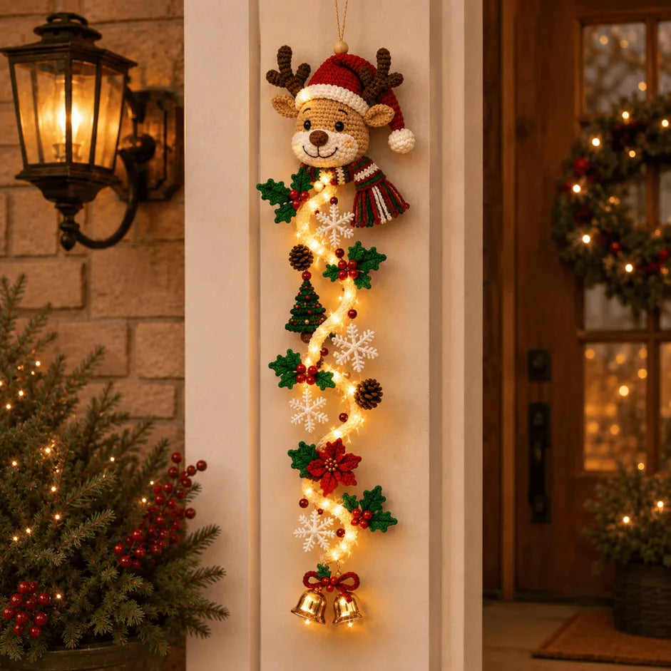 ⏳ Last Day 49% OFF – 🎄MerryCascade™ Glowing Christmas Door Hanger✨