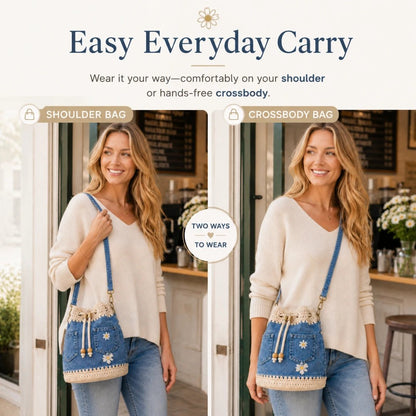 🔥HOT SALE 50% OFF🎁👜Handmade Denim Crochet Bucket Bag