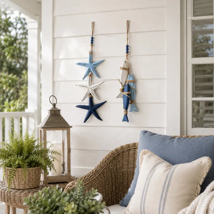 ⭐2026 HOT SALE🐟🌊Lighted Coastal Wooden Starfish & Fish Hanging Decor