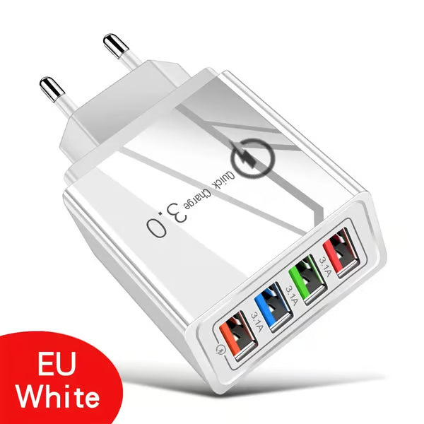⏰Last day Promotion 🔥-⚡ Quick Charge 3.0 GaN Charger – 4-Port Intelligent Fast Charging Hub with UK Plug🔋