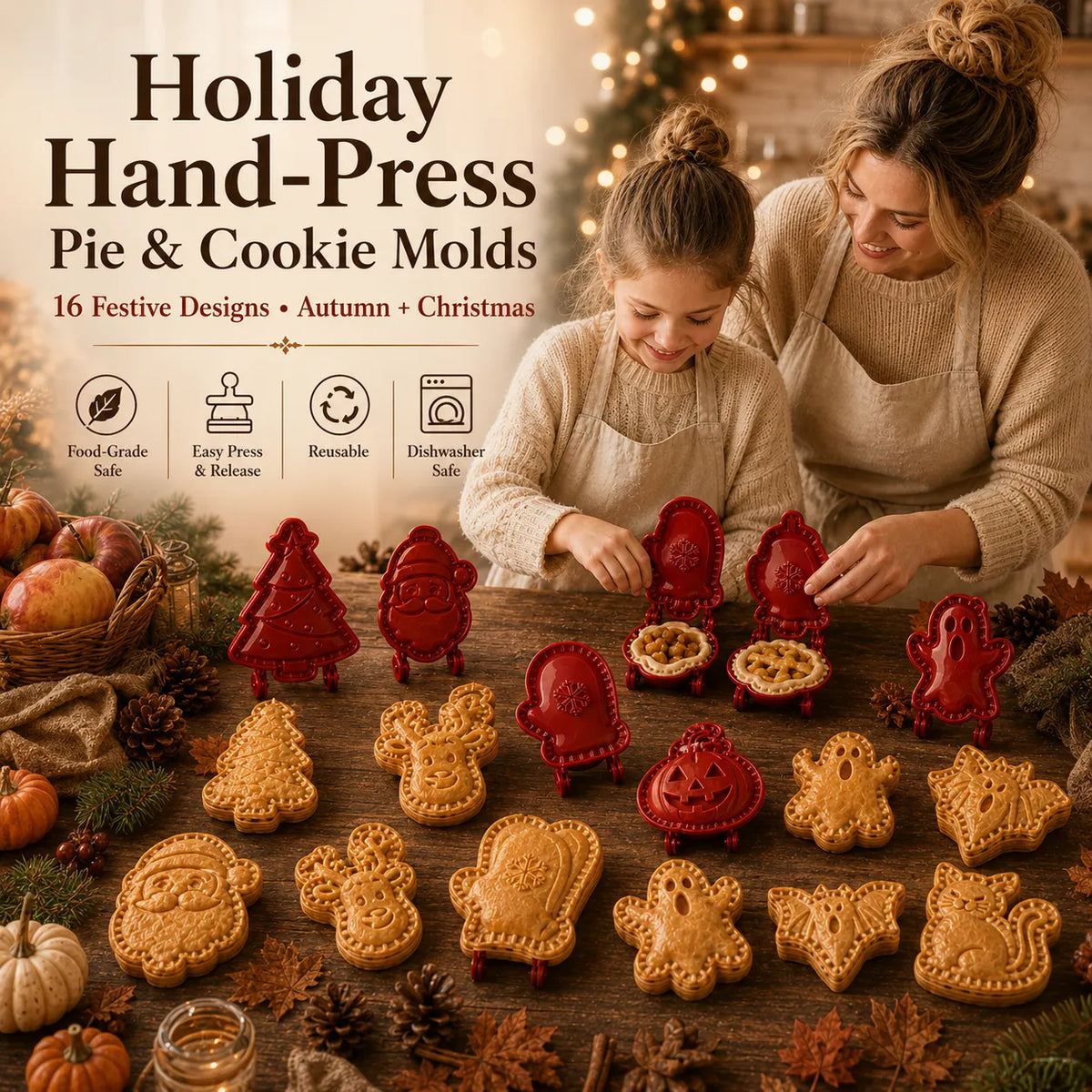 🎃🎄8 Festive Designs • Easy Hand-Press Molds • Perfect for Cookies, Mini Pies & Stuffed Pastries 🥧 Press, Fill & Bake Your Way Through the Holidays 😋