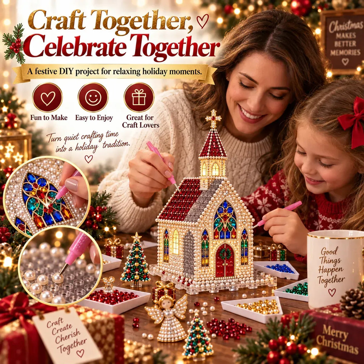 ✨🔥Sparkling Christmas Church DIY Gem Art Kit