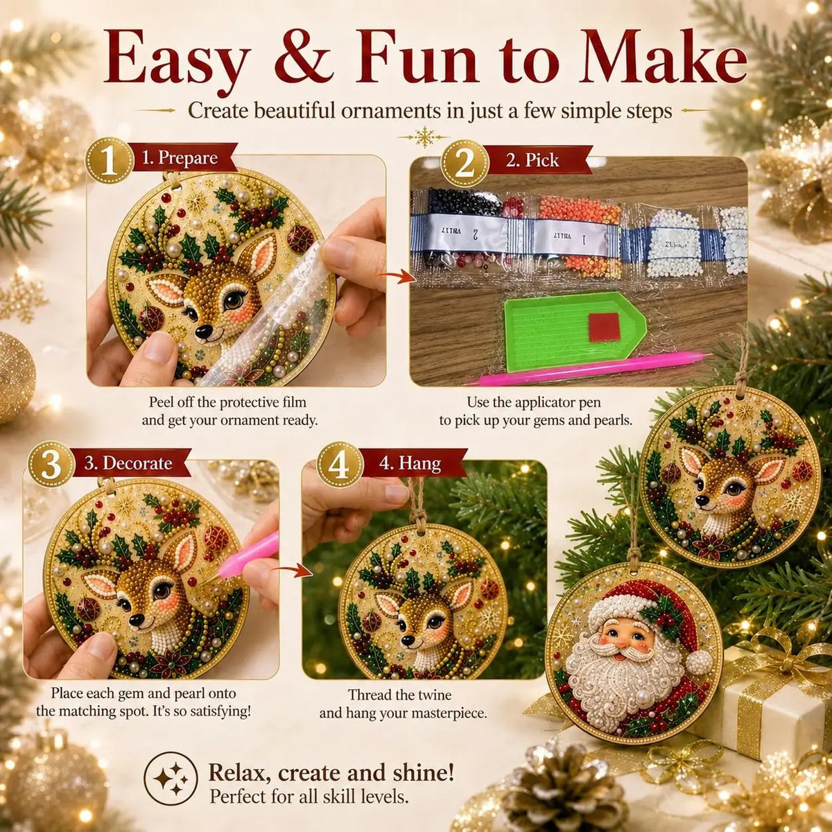 🎄🎉Christmas DIY Diamond Painting Ornaments Kit