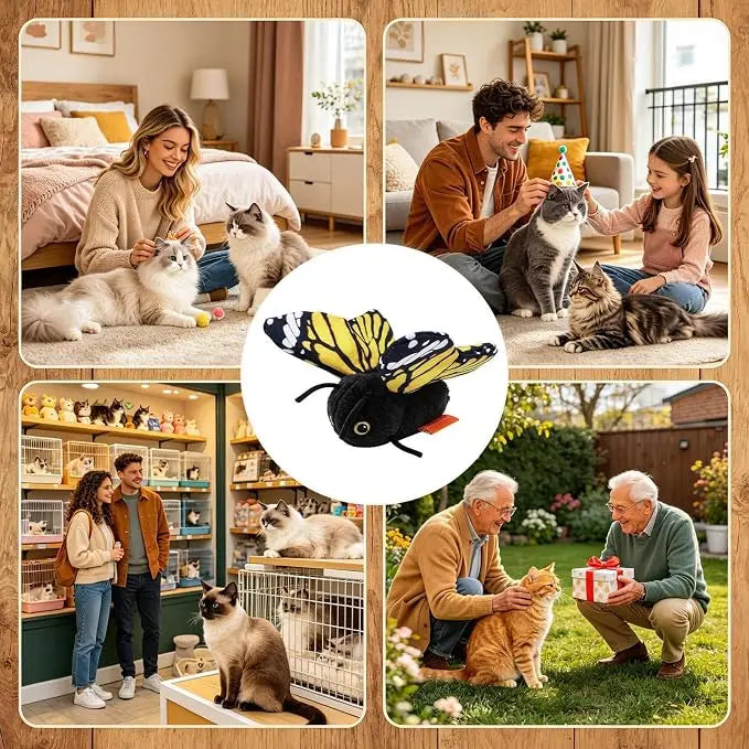 😻Interactive Electric Butterfly & Bluebird Cat Toy🦋 – 3 Flying Modes USB Rechargeable Teaser