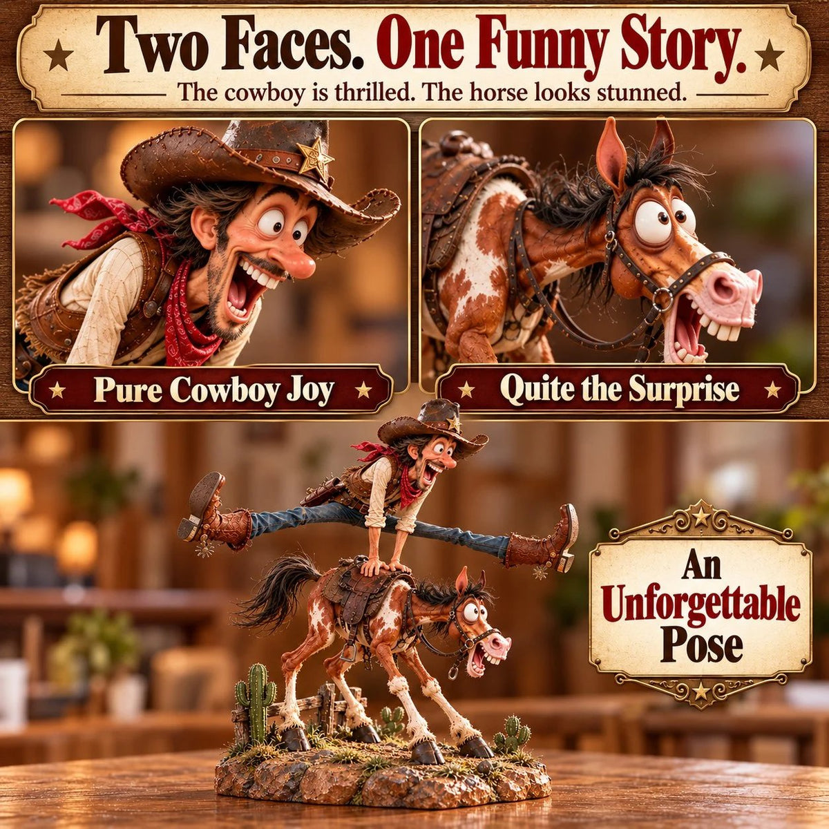 🤠🐴 Hold My Hat! – Funny Cowboy & Horse Figurine | A Gift Full of Western Personality 🎁✨
